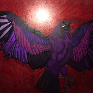 Crow acrylic painting on 16x20 stretched canvas